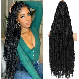 Passion Twist Hair 30 inch PreTwisted Long Passion Twist Crochet Hair Pre Looped Bohemian Curly End Crochet Hair for Black Women Water Wave Crochet Braids Extensions (1b/30inch/ 6packs)