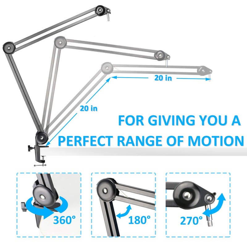 Blue Yeti Boom Arm Mic Stand with Pop Filter -