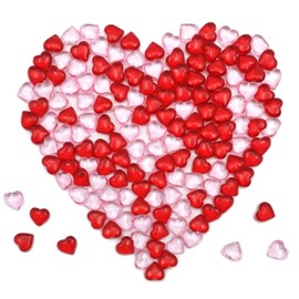 LYFJXX 200pcs Red Pink Hearts Vase Filler Valentines Day Decorations, Acrylic Hearts Shaped Valentines Day Decor Plastic Heart Table Decor Pink&Red