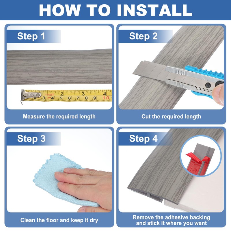 uxcell Floor Transition Strip 6.5ft Self-Adhesive Flooring Edge Trim Strip