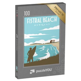 puzzleYOU: Puzzle 100 Teile „Fistral Beach, Newquay - Vintage Design“