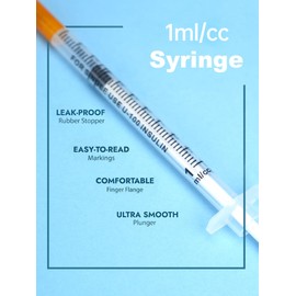 1ml 30G 1/2 Inch Scientists Lab Syringes, Individually Wrapped, 100-Pack, for Scientific Research, Refilling, or Dispensing