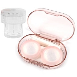 Contact Lens Cases with Cleaner Washer, Transparent Contact Cases, Travel Size Cute Contact Lens with Removal Tool Kit and Solution Bottle, Leak-proof, Eye Contact Lens Holder for Home and Travel Pink