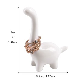 Yundu Ceramics Dinosaur Jewelry Ring Holder,Wedding Engagement Ring Stand, Jewelry Stand, Cute Preppy Room Décor, Cute Gifts for Women