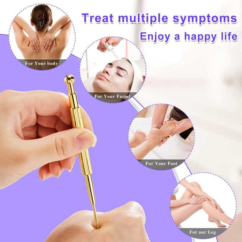Nuanchu 2 Pieces Facial Reflexology Massage Tool Retractable Acupuncture Pen,