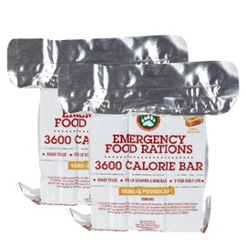 Grizzly Gear Emergency Food Rations- 3600 Calorie Vanilla Bars (2 Pack) - 6 Day, 144 Hour Supply For Disaster, Hurricane, Flood Preparedness - Less Sugar, More Nutrients - 5 Year Shelf Life