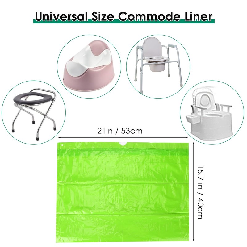 BOOWOO Bedside Commode Liners with Absorbent Pads,100 Disposable Commode Bags