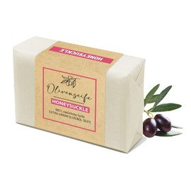 NELUHA HONEYSUCKLE Olive Oil Soap with Almond Oil Natural Soap without Additives for Skin, Hair and Shave, Shower Soap Nourishing for All Skin Types, No Allergens, Plastic-Free Olive Soap