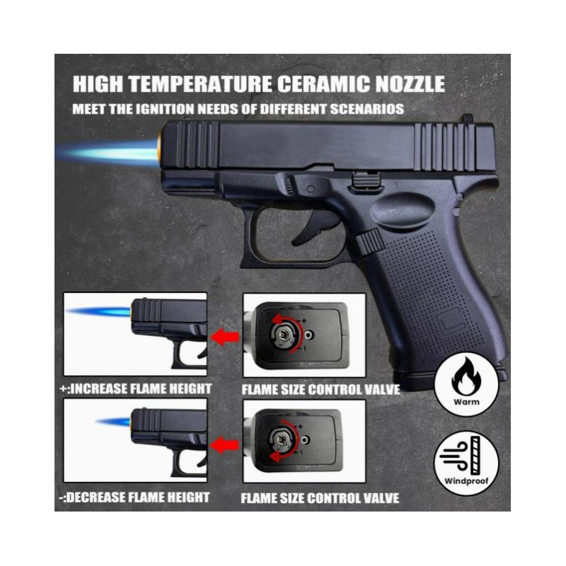 [Gas Not Included]Cool Butane Windproof Torch Lighter,with 2 Flame Modes,Refillable,