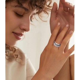 Kakonia Stainless Steel Spinner Rings Fidget Band Rings Moon Star Flower Butterfly Anxiety Rings for Women Men Size 8