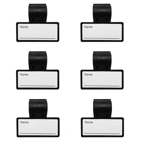 6 x Black Plastic Stethoscope Name Tag Holders with Clips