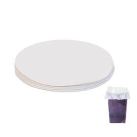ONLYKXY White Leak-Proof Cup Cap Lid Liners Round Sealing Paper Pads Waterproof Spill Proof Paper for Plastic Drink Cup Milk Tea Coffee Beverage Cup Leak Proof Film Sealing Film (250, 10cm/3.93inch)