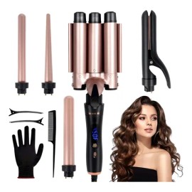 Rizadora De Cabello 5en1 Cerámica Con Guantes Clips Y Peine                                                                                           