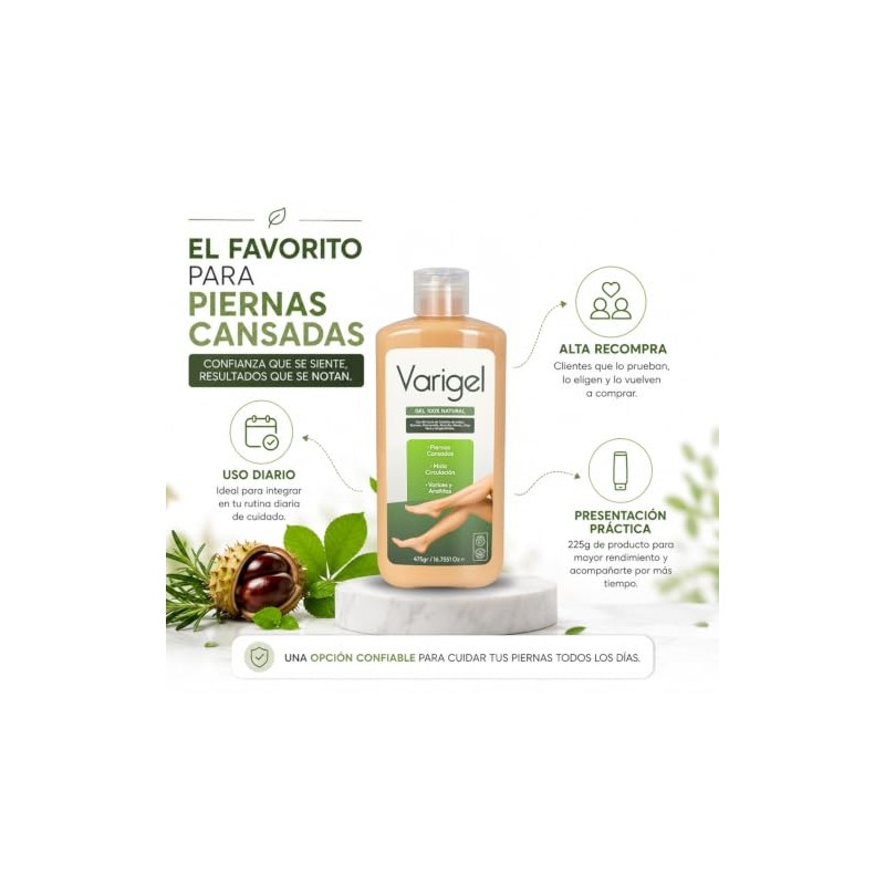 Varigel Gel Corporal Refrescante para Cuidado Diario de Piernas con