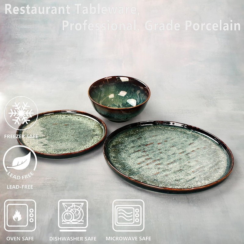 jinsongdafa Dinner Set 12 Pieces - Round Reactive Glaze Tableware