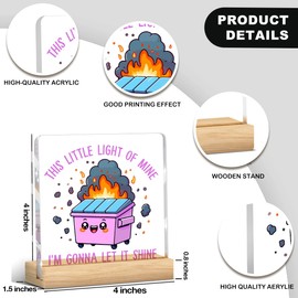 Dumpster Fire Desk Decor Accessories Funny Purple Office Decor Inspirational Coworker Gifts Acrylic Sign Plaque Table Decorations for Home Workplace