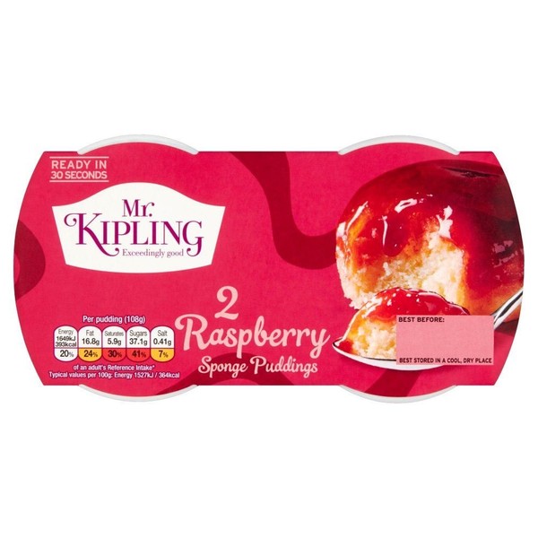 Mr Kipling Sponge Pudding Raspberry - Pack of 2