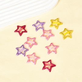 Kefley Colorful Glitter Star Snap Hair Clips Metal Gold Pink Red Purple Star-Shaped Hair Clips Barrette Hairpins Set of 10 Cheerleader Carnival Christmas Hair Accessories for Girls Teens Women