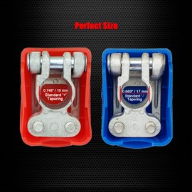 Ampper Brass Heavy Duty Quick Release Top Post Battery Terminal Connectors, Quick Disconnect Battery Cable Ends with Red and Blue Cover (1 Pair)