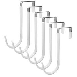 Set of 6 Hanger Door Hooks, Door Hanging, Door Hanging, Door Hanger, Hook, Hanging, Hat, Clothes, Tie, Towel, Bag, Accessories, Entryway, Sturdy Metal, Storage, Easy to Install (6 White)