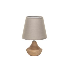 Creative Co-Op Eucalyptus Wood Table Lamp with Linen Shade, Natural