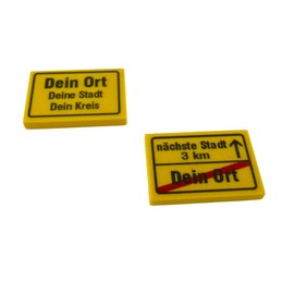 CMC imports Individual Clamping Block Place Sign on a 2 x 3 Nubs Tile/Tile - Choose Your Desired Place - Set of 2 Place Entrance and Exit City Accessories Compatible