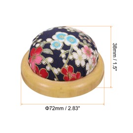 sourcing map Pin Cushion Wooden Base Japanese Style Round Pincushion Needle Holder for Sewing Quilting Needlework DIY Crafts, Blue Plum Blossom