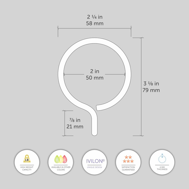 Ivilon Drapery Eyelet Curtain Rings - 2.3" Ring for Curtain