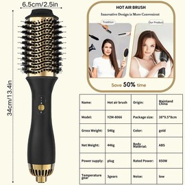 Hot Air Brush, 1 Count 4-in-1 Hair Styler and Volumizer for Drying & Straightening & Curling & Volumizing, Hairdressing Tool for Women & Men, Curly Hair Brush, Thermal Brush, Straightener Brush