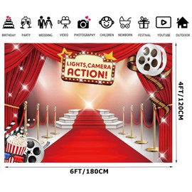 Alltten Movie Night Backdrop Movie Theme Backdrop Hollywood Awards Night Ceremony Background 6x4FT F188