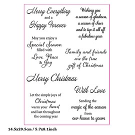 NZJ Merry Christmas May You Enjoy a Special Season Clear Stamp Background Transparent Silicone Stamp Spill and Splatter Rubber Stamp for Scrapbook Journal Card Making 4.3 x 6.3 Inch