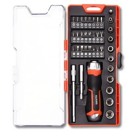 Edward Tools 38 Piece Ratchet Screwdriver Set - Easy Ratchet Screwdriver Pro Strong Magnetic Bit Tips -Phillips, Slotted, Hex,Torx, Pozi - 4-13mm socket set - Ergo Rubber Handle - Organizing Case