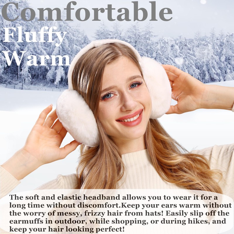 FSMILING Adjustable Winter Earmuffs Plush Ear Warmers Winter Earmuffs Ear