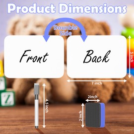 3 Pack Small White Board Dry Erase 5x7 Inch Mini Whiteboard Small Dry Erase Board with Markers Erasers Double Sided Dry Erase Lapboards for Students Teachers School Supplies Meeting Voting (3)