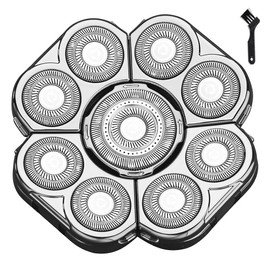 9 Blades Head Shaver Men's Electric Shaver Replacement Heads Universal Replacement Blade Head Electric Razor for men (9D Silvery)