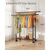 Sakugi Double Rods Clothes Rack - Metal Clothing Rack with