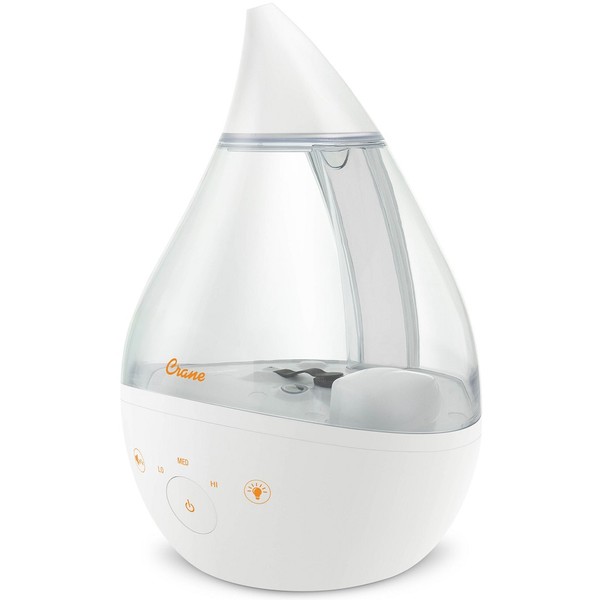 Crane 4-in-1 Top Fill Drop Humidifier With Sound Machine 3.75L - Clear/White