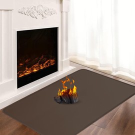 Hearth Rugs for Fireplaces, 100x60x0.1cm Fireproof Mat, Hearth Pads for Wood Stove Fireplace Indoor Outdoor, Fireplace Mat Protects Floors Carpets from Sparks Embers, Brown