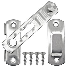 CUKAYO 2 Set 4" Gate Latches Safety Door Lock for Barn Door, Heavy Duty Stainless Steel Farm Flip Gate Latch,Silver