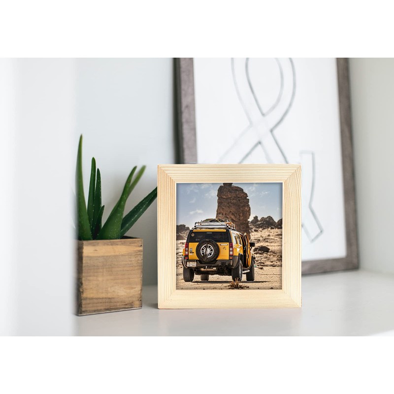 LEKAIYA 5x5 Picture Frames Set of 2, Square Natural Wood