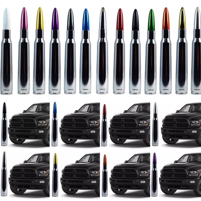 VMS RACING Chrome with White Tip Bullet Antenna for Dodge