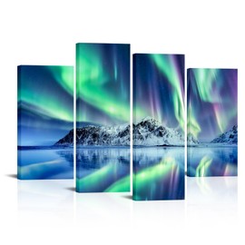 Northern Lights Decorations Aurora Borealis Canvas Wall Art for Bedroom