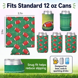 Nuanchu 12 Pcs Football Can Cooler Sleeves Collapsible Beer Drink Cover