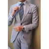 HISDERN Mens Grey Tie and Pocket Square Set Classic Formal