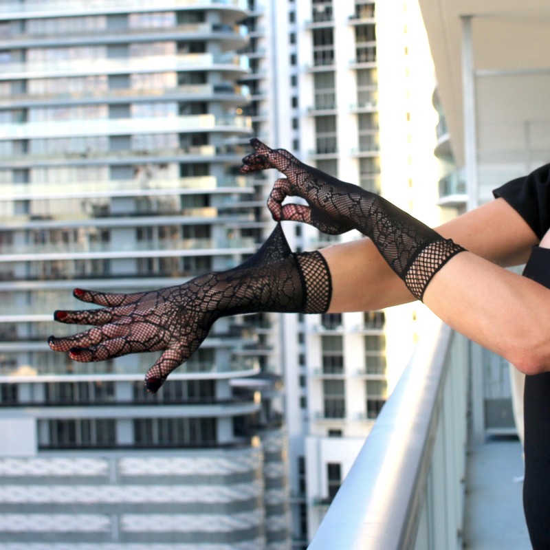 Millennials In Motion Spiderweb Lace Gloves Goth Fishnet Spider Web