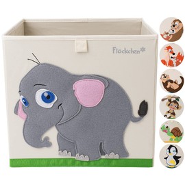 Flöckchen Children's storage box, toy box for children's room, toy box (33 x 33 x 33 cm) fits in the Kallax shelf, children’s animals motif
