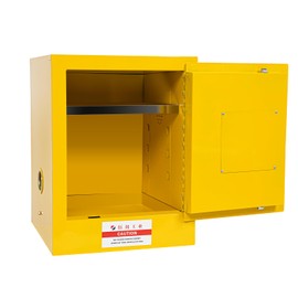 KONKENIE 15L/4Gal Safety Flammable Liquids Storage Cabinet Fire Protection Steel Plate Single Door Leak-Proof Cabinet Fuel Gasoline Container for Laboratories Hospitals Factories Yellow (17x17x22in)