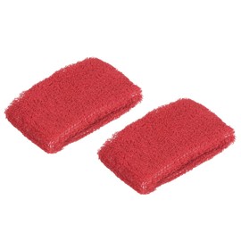 PATIKIL 2pcs 8x5cm Sport Wristbands Cotton Terry Cloth Absorbent Sweatband for Tennis, Baseball, Exercise, Athletic Running, Red