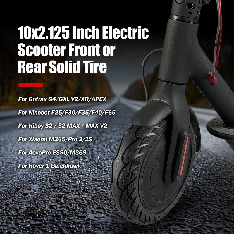 KTUMININV 10x2.125 Scooter Tire,10x2/54-152 electric Rubber Solid Tire for Gotrax