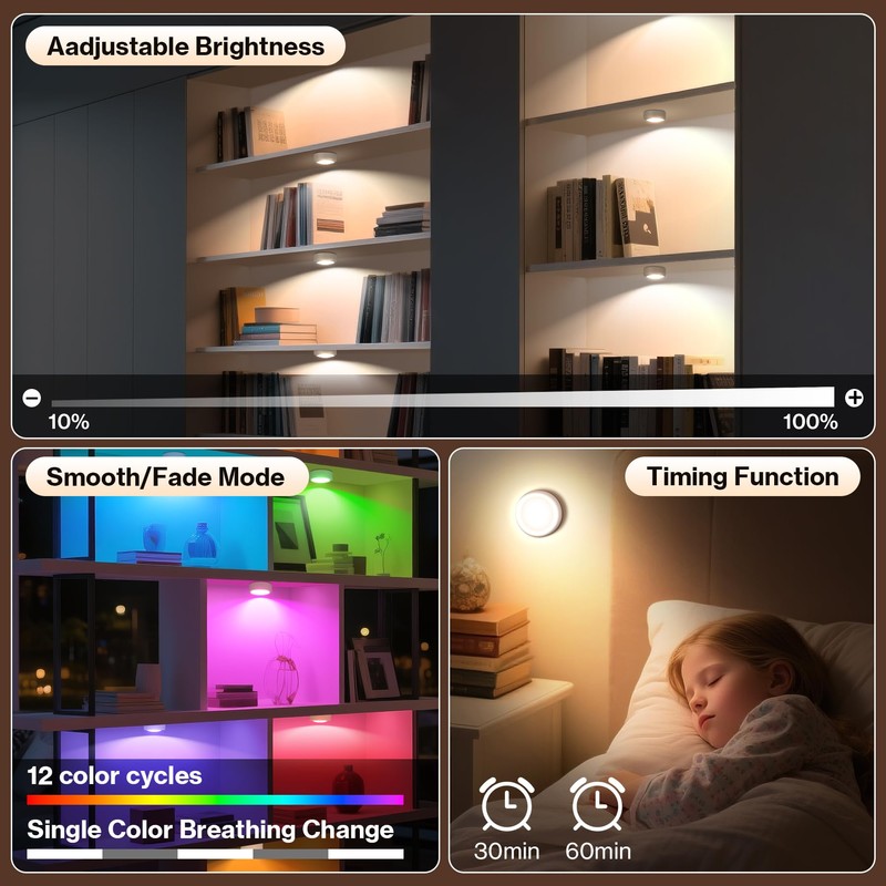 Cadrim RGBW Wireless Cabinet Lighting RGBW 13 Colours LED Night